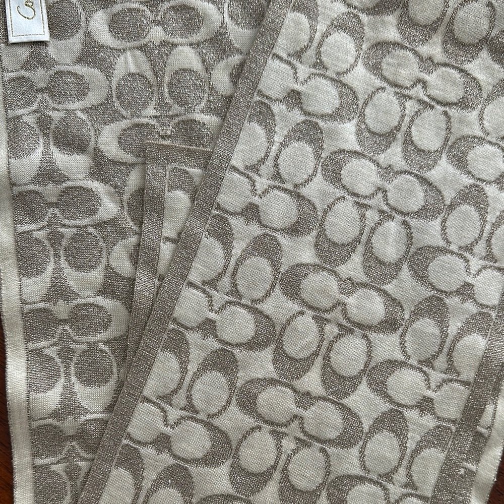 Coach Signature Scarf - Beige and Cream, Brand New with Tags